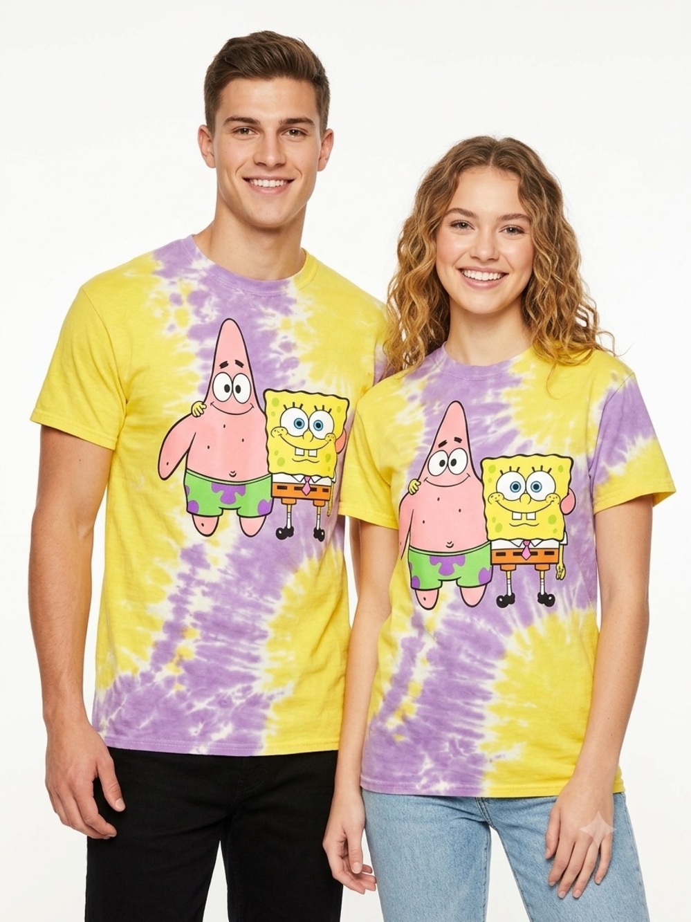 Nickelodeon SpongeBob SquarePants & Patrick Star Tie-Dye T-Shirt Yellow Medium